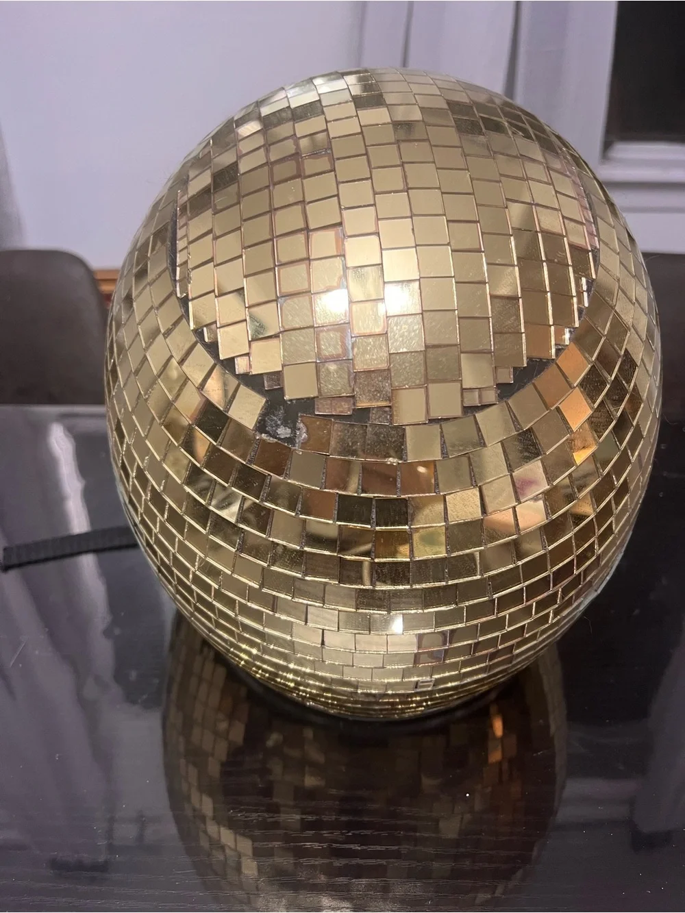 Gold Helmet with Mirrored Tile Design